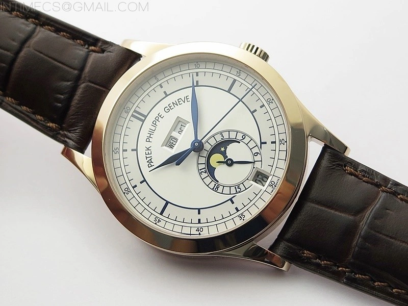 Annual Calendar Complications 5396 RG GRF Best Edition White dial Blue Markers on Brown leather strap A324