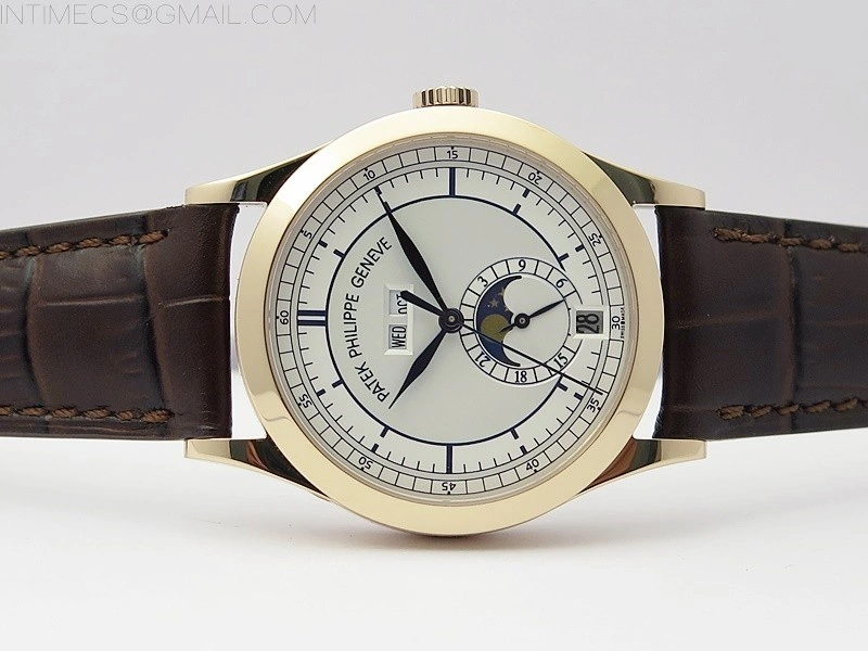 Annual Calendar Complications 5396 RG GRF Best Edition White dial Blue Markers on Brown leather strap A324