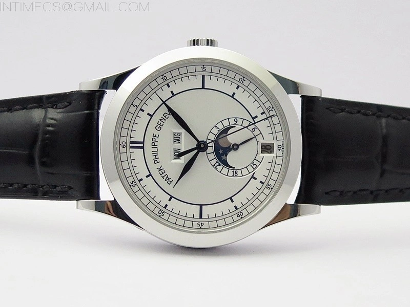 Annual Calendar Complications 5396 SS GRF Best Edition White Dial Blue Markers on Black leather strap A324