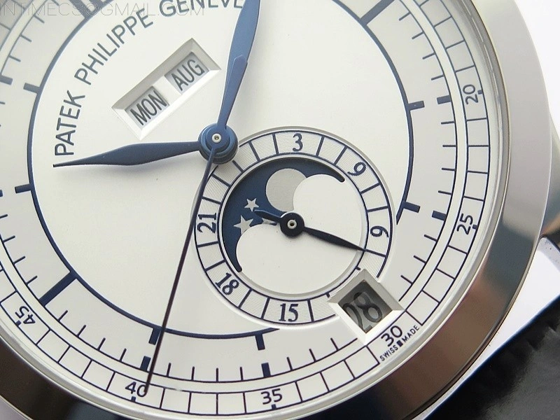Annual Calendar Complications 5396 SS GRF Best Edition White Dial Blue Markers on Black leather strap A324