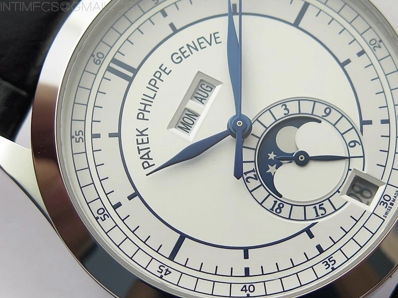 Annual Calendar Complications 5396 SS GRF Best Edition White Dial Blue Markers on Black leather strap A324