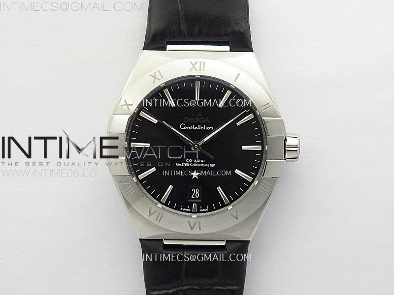 Constellation 39mm SS VSF 1:1 Best Edition Black Dial on Black Leather Strap A8800