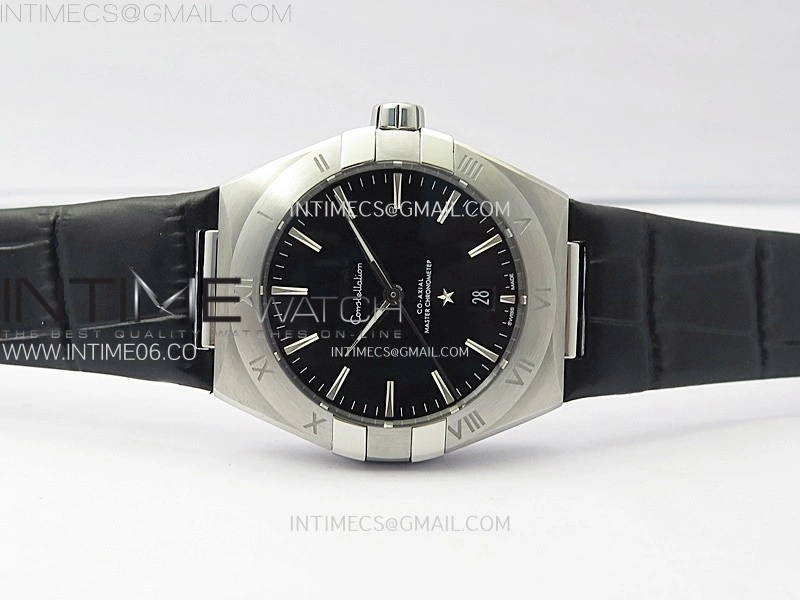 Constellation 39mm SS VSF 1:1 Best Edition Black Dial on Black Leather Strap A8800