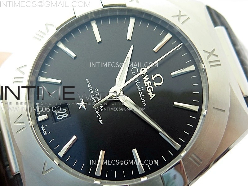 Constellation 39mm SS VSF 1:1 Best Edition Black Dial on Black Leather Strap A8800