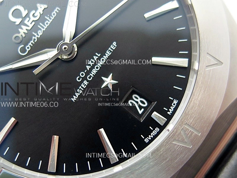 Constellation 39mm SS VSF 1:1 Best Edition Black Dial on Black Leather Strap A8800