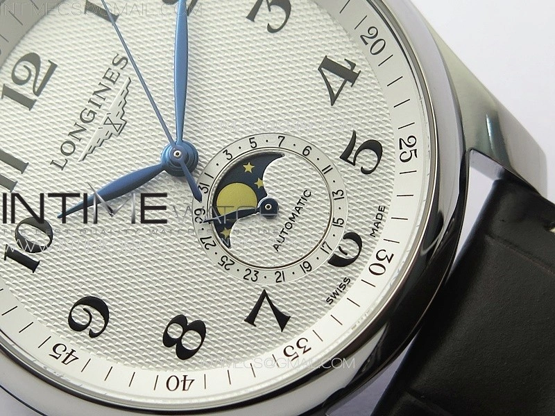 Master Moonphase SS APSF 1:1 Best Edition White Numeral Dial on Brown Leather Strap AL899