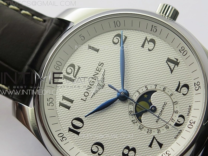 Master Moonphase SS APSF 1:1 Best Edition White Numeral Dial on Brown Leather Strap AL899
