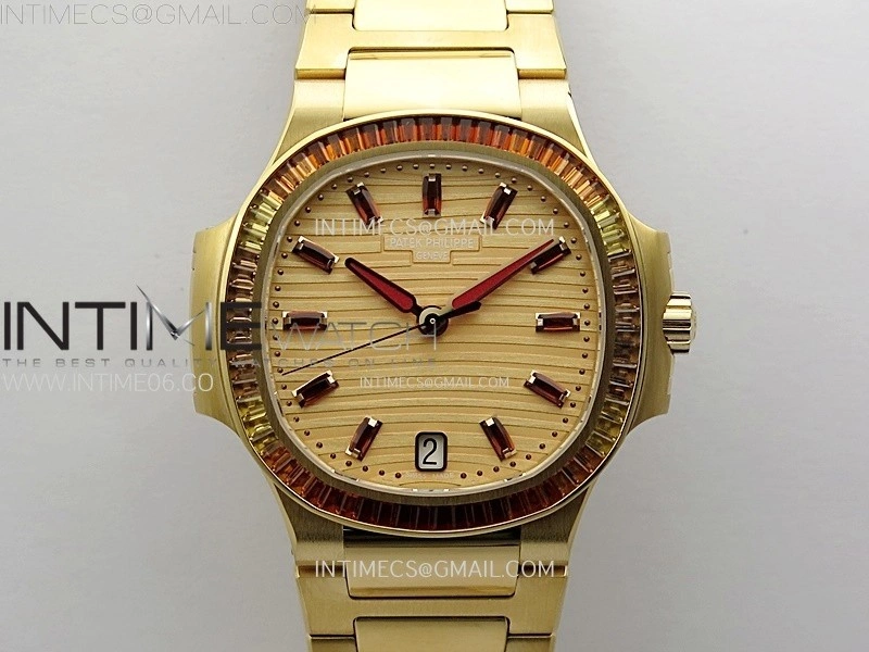 Nautilus 7118 1300R-001 Color Diamonds Bezel RG PPF 1:1 Best Edition RG Dial on RG Bracelet A324 Super Clone