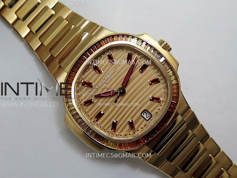 Nautilus 7118 1300R-001 Color Diamonds Bezel RG PPF 1:1 Best Edition RG Dial on RG Bracelet A324 Super Clone