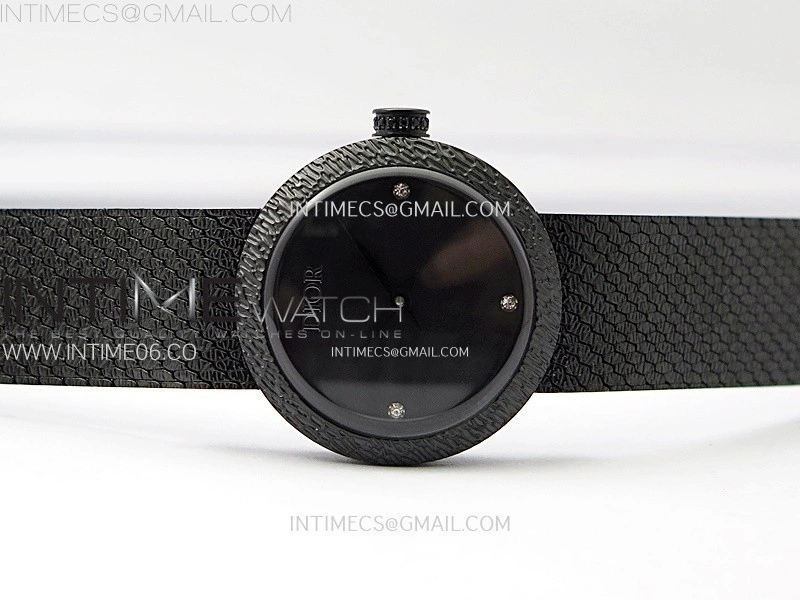 La D de dior Satine DLC Case 8848F 1:1 Best Edition Black Dial on DLC bracelet Swiss Quartz
