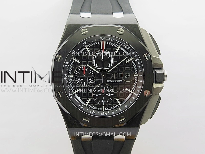 Royal Oak Offshore 44mm Real Carbon APJF 1:1 Best Edition Black Dial on Black Rubber Strap A3126
