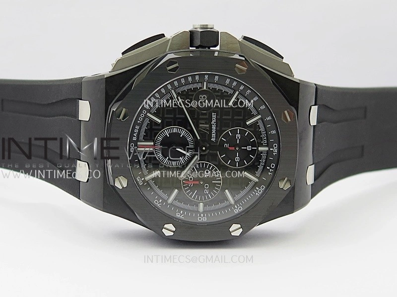 Royal Oak Offshore 44mm Real Carbon APJF 1:1 Best Edition Black Dial on Black Rubber Strap A3126