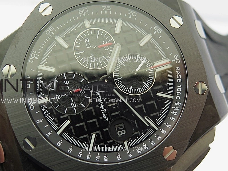 Royal Oak Offshore 44mm Real Carbon APJF 1:1 Best Edition Black Dial on Black Rubber Strap A3126