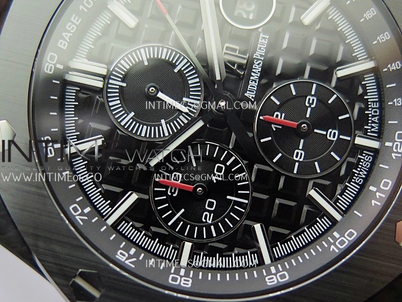 Royal Oak Offshore 44mm Real Carbon APJF 1:1 Best Edition Black Dial on Black Rubber Strap A3126