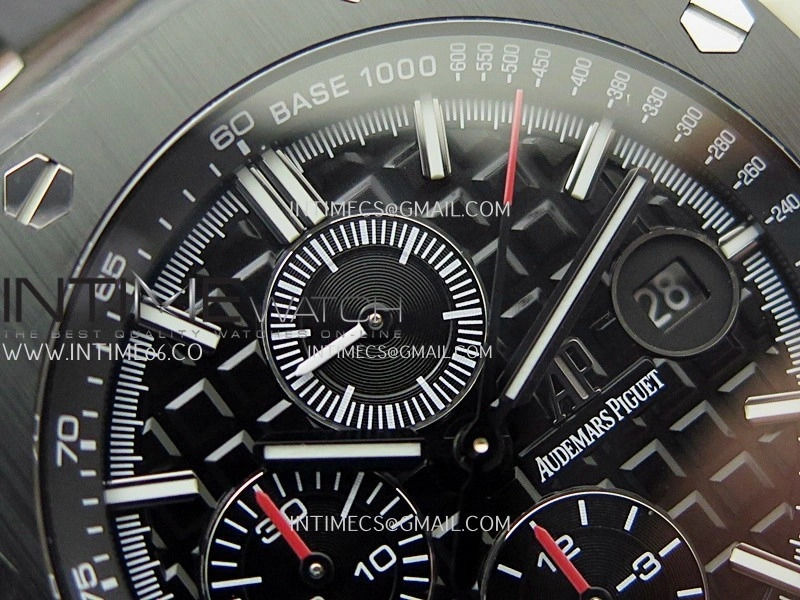 Royal Oak Offshore 44mm Real Carbon APJF 1:1 Best Edition Black Dial on Black Rubber Strap A3126