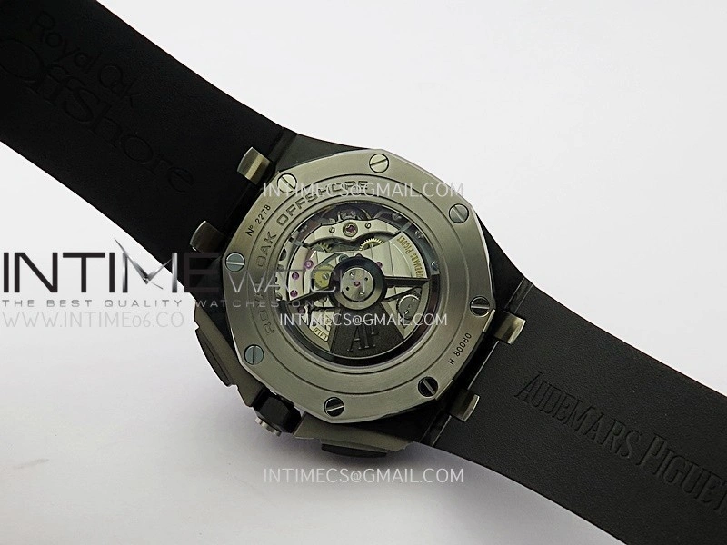 Royal Oak Offshore 44mm Real Carbon APJF 1:1 Best Edition Black Dial on Black Rubber Strap A3126