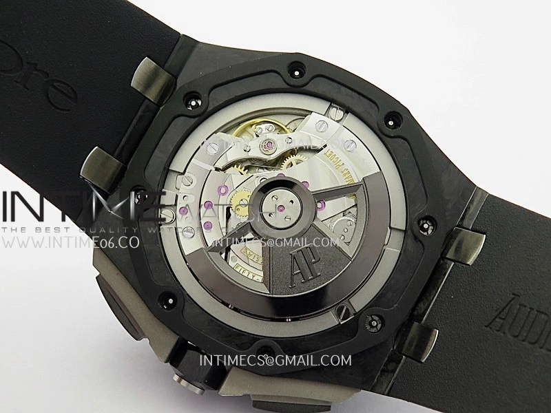 Royal Oak Offshore 44mm Real Carbon APJF 1:1 Best Edition Black Dial on Black Rubber Strap A3126