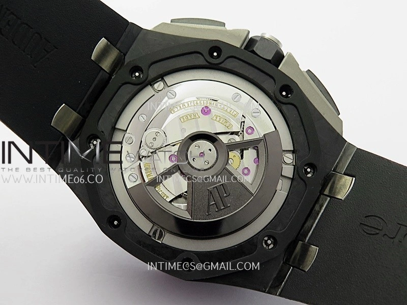 Royal Oak Offshore 44mm Real Carbon APJF 1:1 Best Edition Black Dial on Black Rubber Strap A3126
