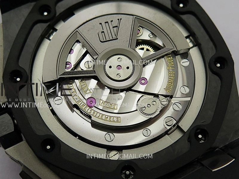 Royal Oak Offshore 44mm Real Carbon APJF 1:1 Best Edition Black Dial on Black Rubber Strap A3126