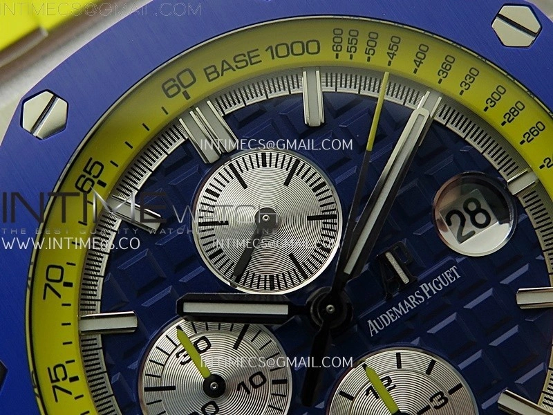 Royal Oak Offshore 44mm SS TKF 1:1 Best Edition Blue Yellow Dial on Blue Yellow Rubber Strap A3126