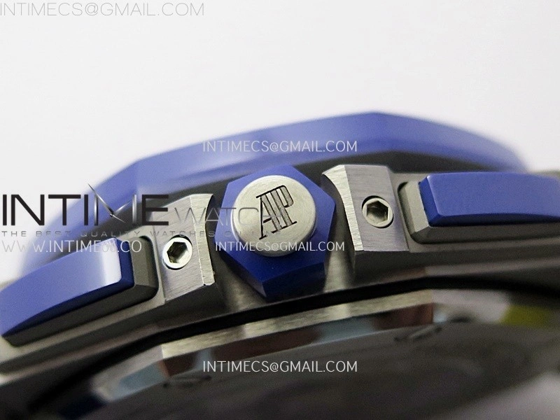 Royal Oak Offshore 44mm SS TKF 1:1 Best Edition Blue Yellow Dial on Blue Yellow Rubber Strap A3126