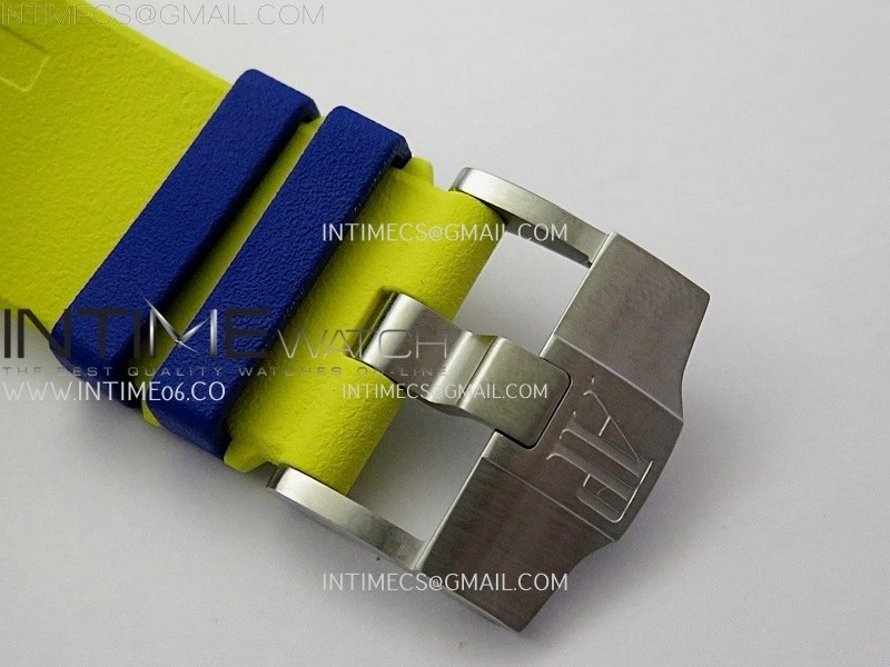 Royal Oak Offshore 44mm SS TKF 1:1 Best Edition Blue Yellow Dial on Blue Yellow Rubber Strap A3126
