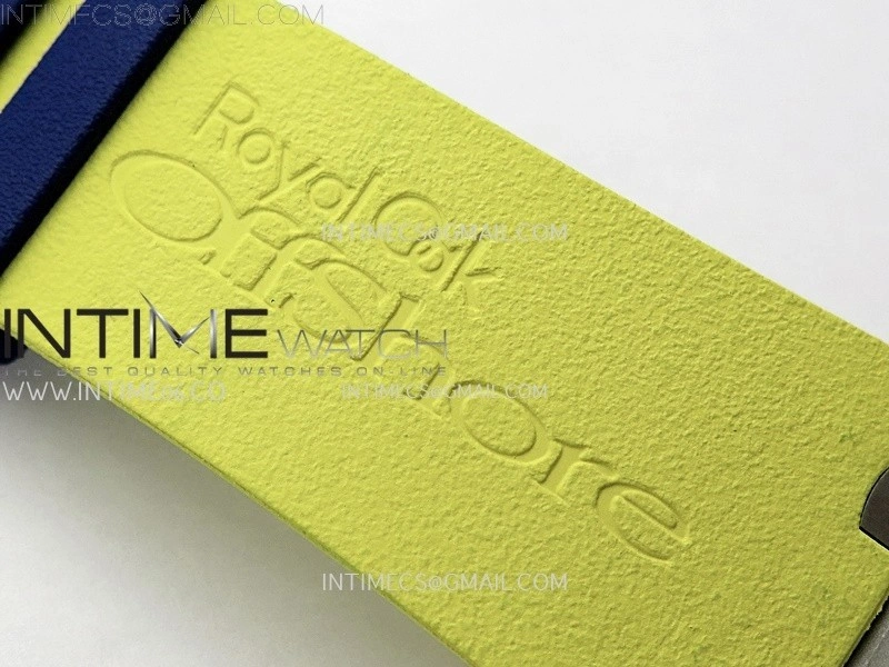 Royal Oak Offshore 44mm SS TKF 1:1 Best Edition Blue Yellow Dial on Blue Yellow Rubber Strap A3126