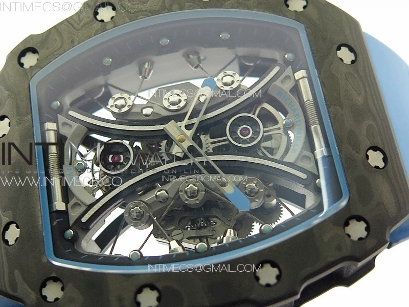 RM053-01 Real Forge Carbon YSF Best Edition Skeleton Dial on Blue Rubber Strap Asian Tourbillon