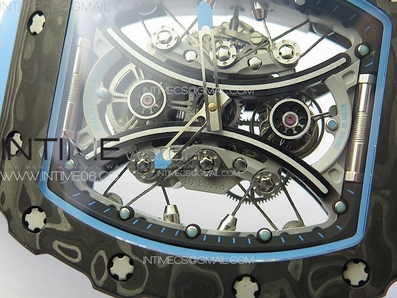 RM053-01 Real Forge Carbon YSF Best Edition Skeleton Dial on Blue Rubber Strap Asian Tourbillon