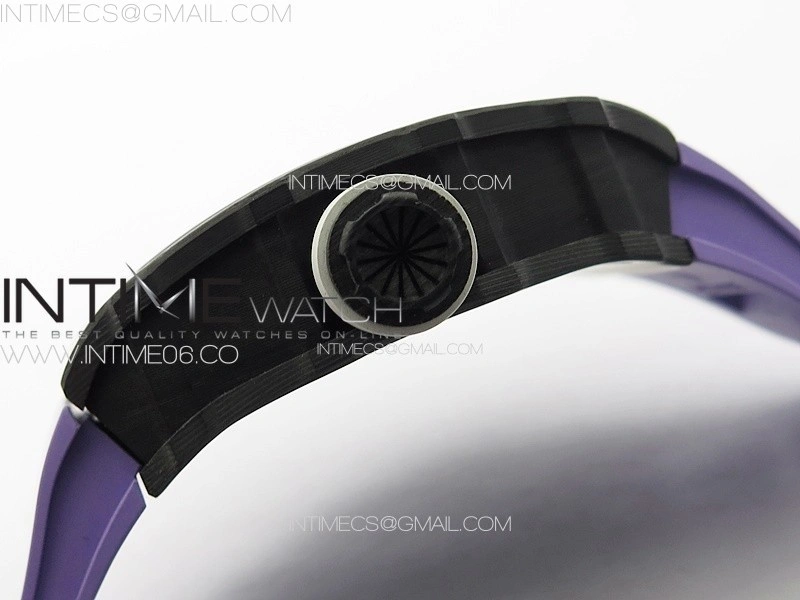 RM035-01 Forged Carbon Case KUF Best Edition White Crown on Purple Rubber Strap MIYOTA8215