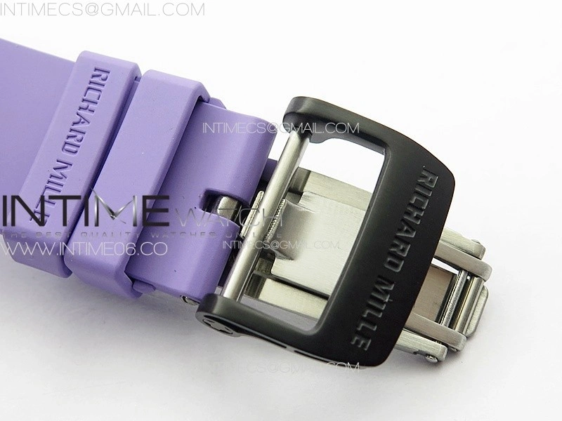 RM035-01 Forged Carbon Case KUF Best Edition White Crown on Purple Rubber Strap MIYOTA8215