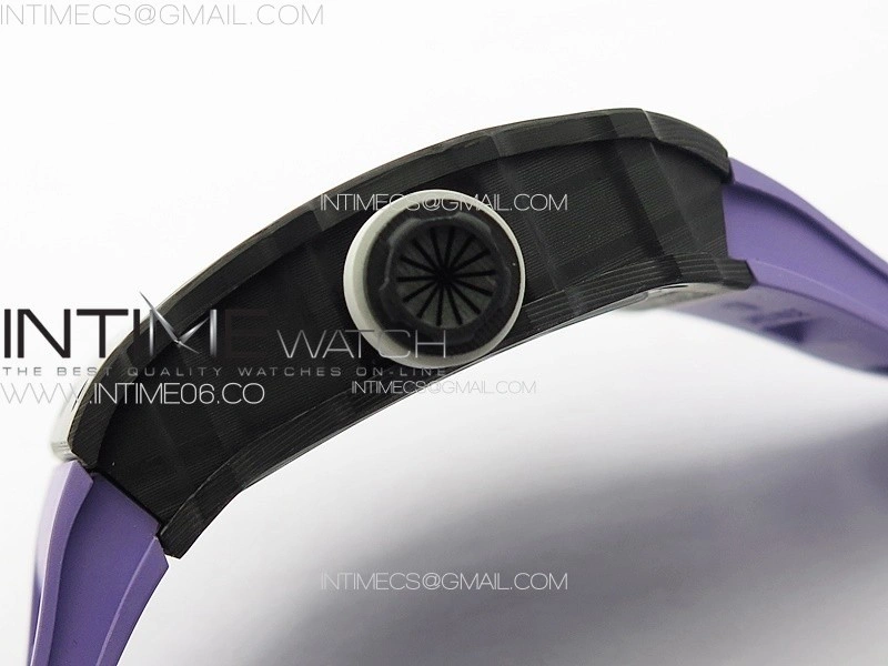 RM035-02 Forged Carbon Case KUF Best Edition White Crown on Purple Rubber Strap MIYOTA8215