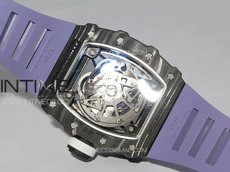 RM035-02 Forged Carbon Case KUF Best Edition White Crown on Purple Rubber Strap MIYOTA8215