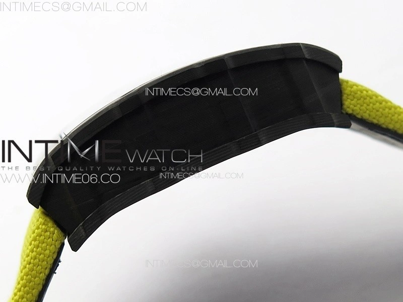 RM035-02 Forged Carbon Case KUF Best Edition Yellow Crown on Yellow Nylon Strap MIYOTA8215