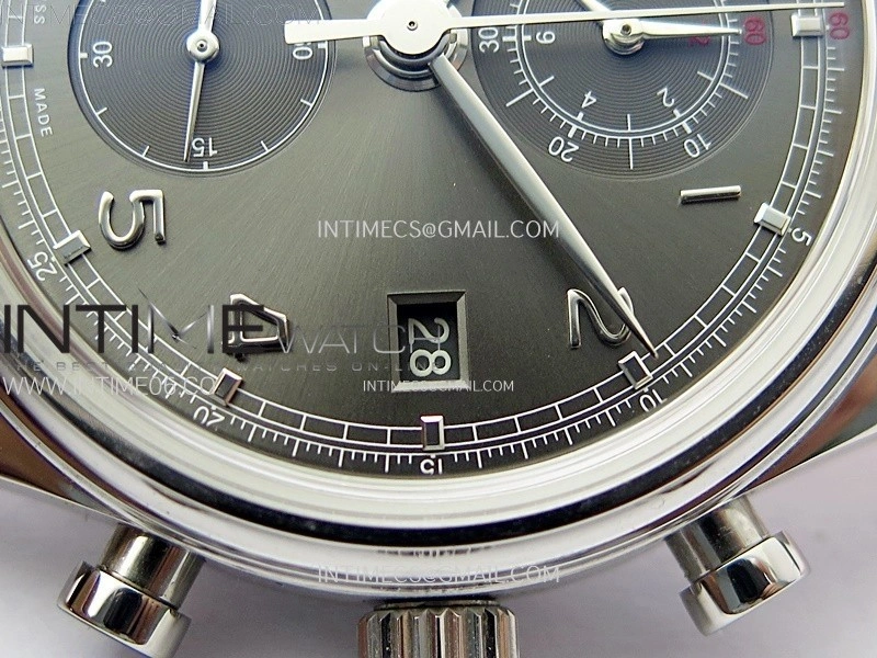 Portuguese IW390404 SS AZF 1:1 Best Edition Gray Dial A7750 On Black Leather Strap