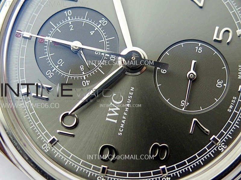 Portuguese IW390404 SS AZF 1:1 Best Edition Gray Dial A7750 On Black Leather Strap