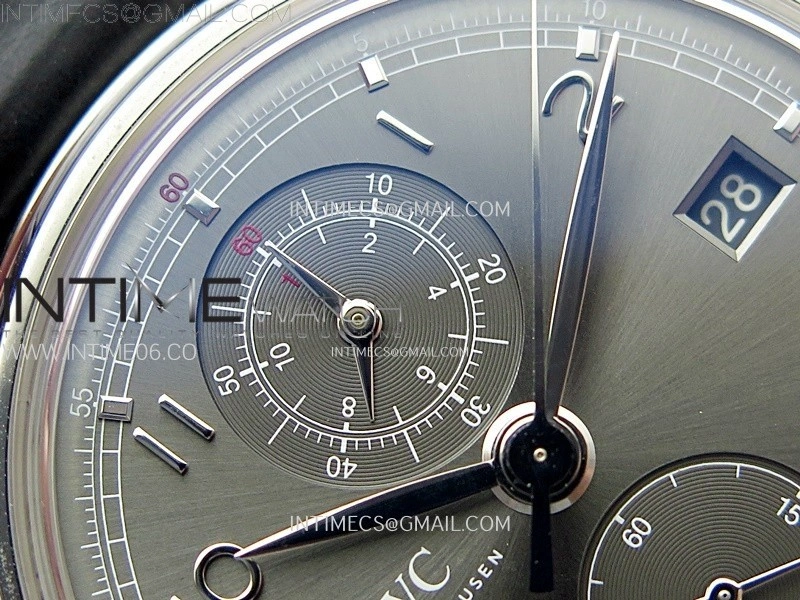 Portuguese IW390404 SS AZF 1:1 Best Edition Gray Dial A7750 On Black Leather Strap
