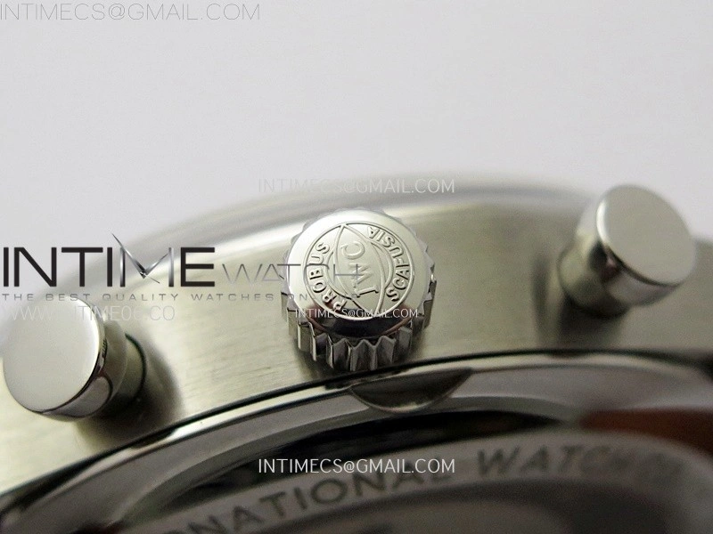 Portuguese IW390404 SS AZF 1:1 Best Edition Gray Dial A7750 On Black Leather Strap