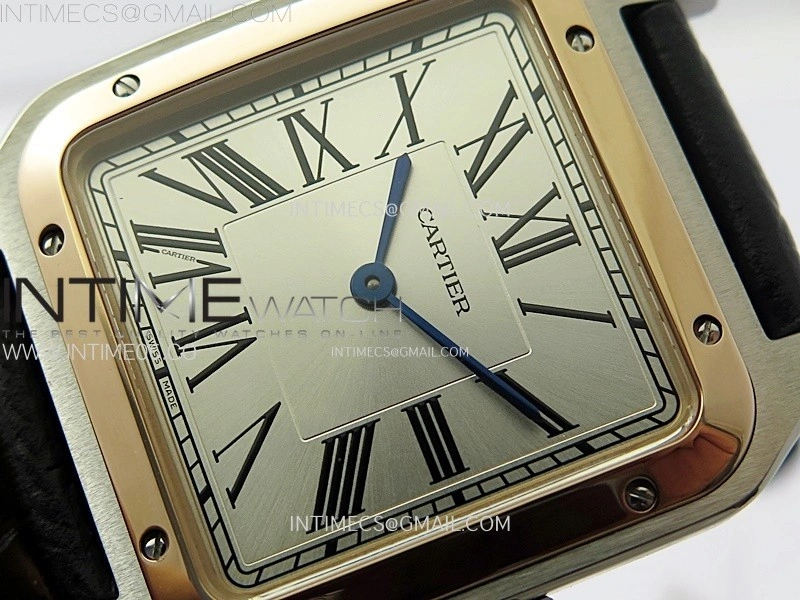 Santos Dumont 43.5mm SS RG F1F Best Edition Silver Dial on Black Leather Strap Quartz