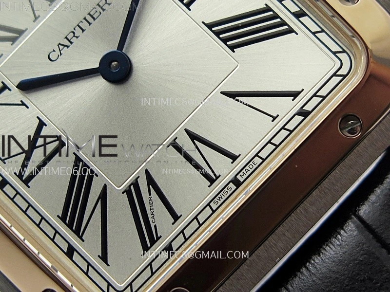 Santos Dumont 43.5mm SS RG F1F Best Edition Silver Dial on Black Leather Strap Quartz
