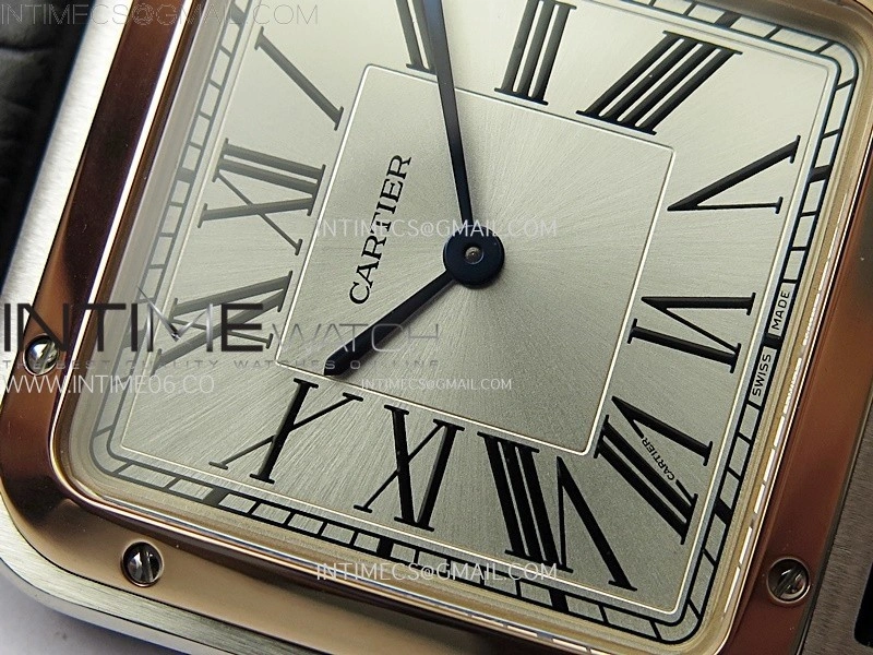 Santos Dumont 43.5mm SS RG F1F Best Edition Silver Dial on Black Leather Strap Quartz