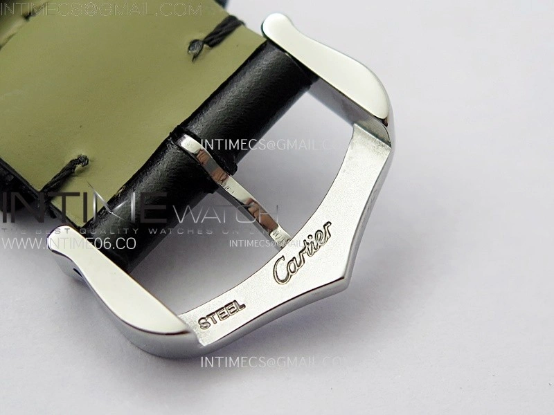 Santos Dumont 43.5mm SS RG F1F Best Edition Silver Dial on Black Leather Strap Quartz