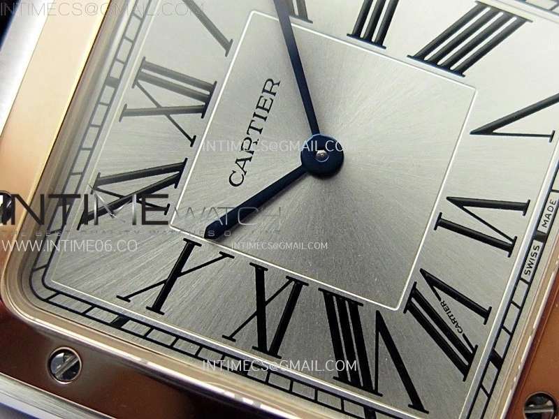 Santos Dumont 46.6mm SS RG F1F Best Edition Silver Dial on Black Leather Strap Quartz