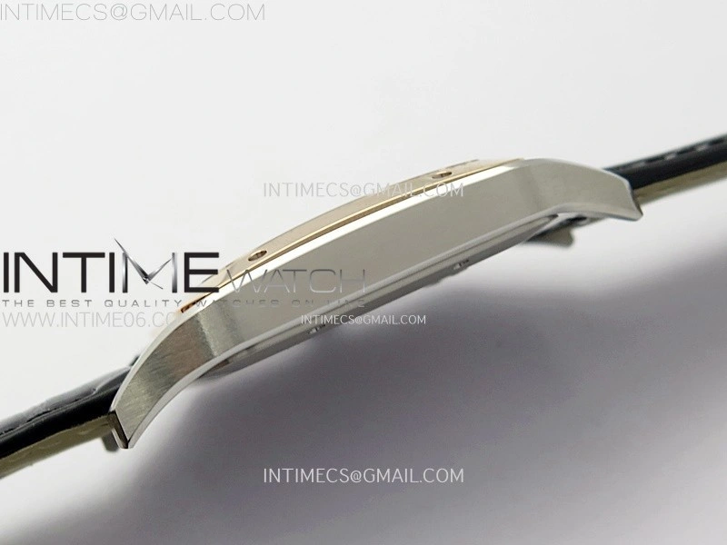 Santos Dumont 46.6mm SS RG F1F Best Edition Silver Dial on Black Leather Strap Quartz