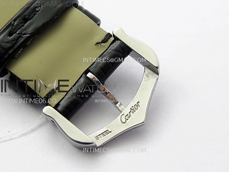 Santos Dumont 46.6mm SS RG F1F Best Edition Silver Dial on Black Leather Strap Quartz
