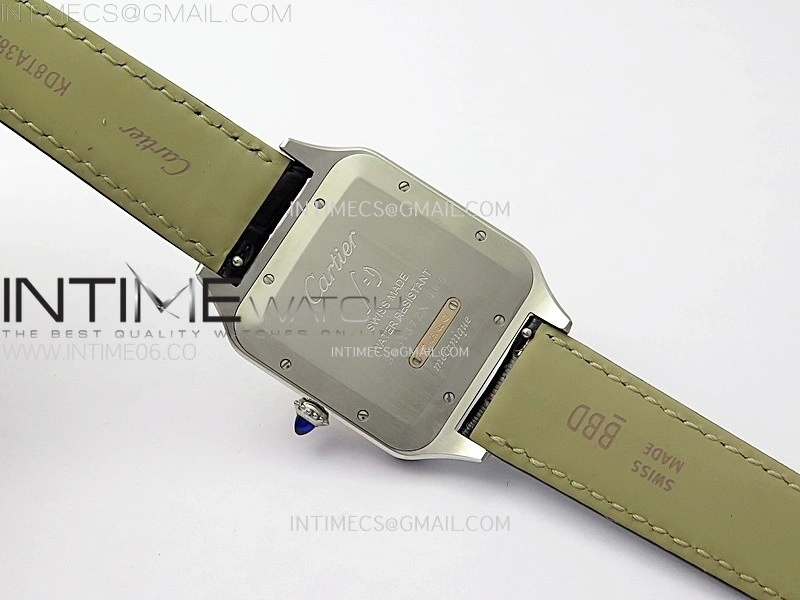 Santos Dumont 46.6mm SS RG F1F Best Edition Silver Dial on Black Leather Strap Quartz