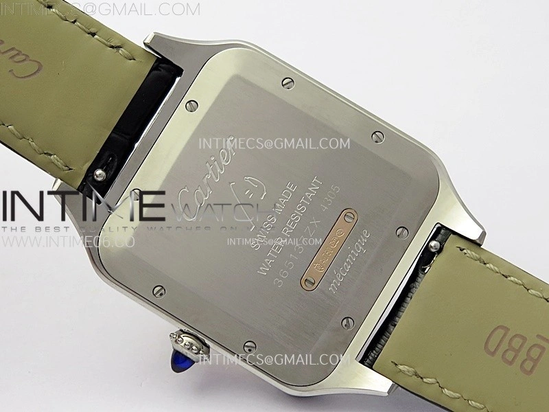 Santos Dumont 46.6mm SS RG F1F Best Edition Silver Dial on Black Leather Strap Quartz
