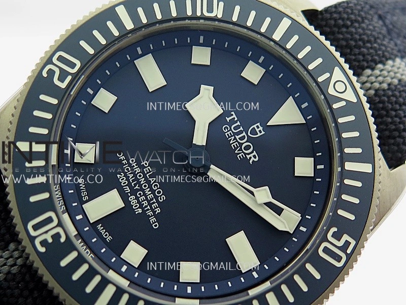 Pelagos FXD Blue Ceramic Bezel Ti M+F 1:1 V4 Best Edition Blue Dial On Blue Nylon Strap