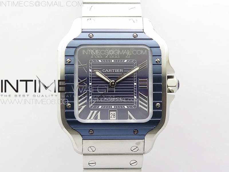 Santos de Cartier 40mm SS Cer GF 1:1 Best Edition Blue Dial on SS Bracelet MIYOTA 9015
