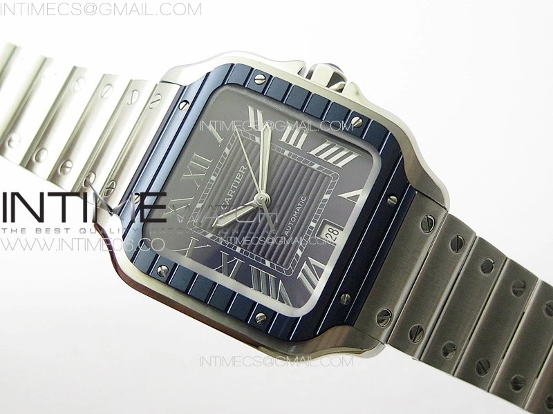 Santos de Cartier 40mm SS Cer GF 1:1 Best Edition Blue Dial on SS Bracelet MIYOTA 9015